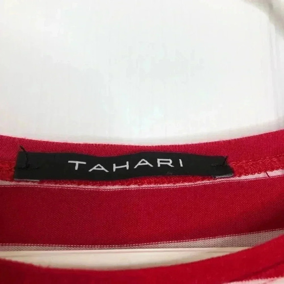 Tahari Long Sleeved Shirt Red & White Striped  Size Medium - Picture 2 of 16